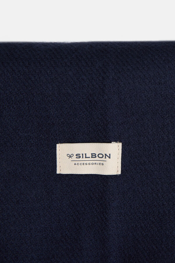 Silbon Prince of Wales reversible scarf Navy