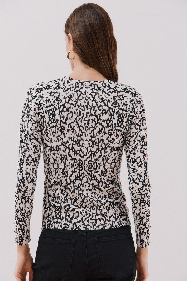 Cortefiel Jersey punto estampado Negro