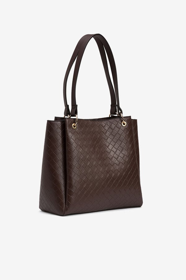 Vilanova Bolso shopper con textura de trama Brown