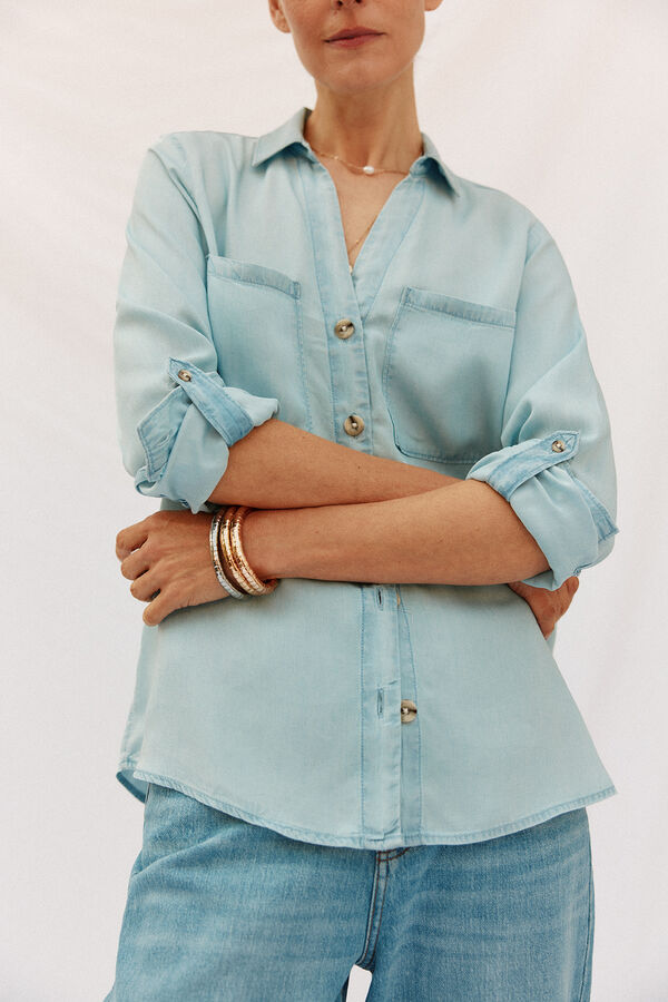 Cortefiel  tencel denim shirt Blue