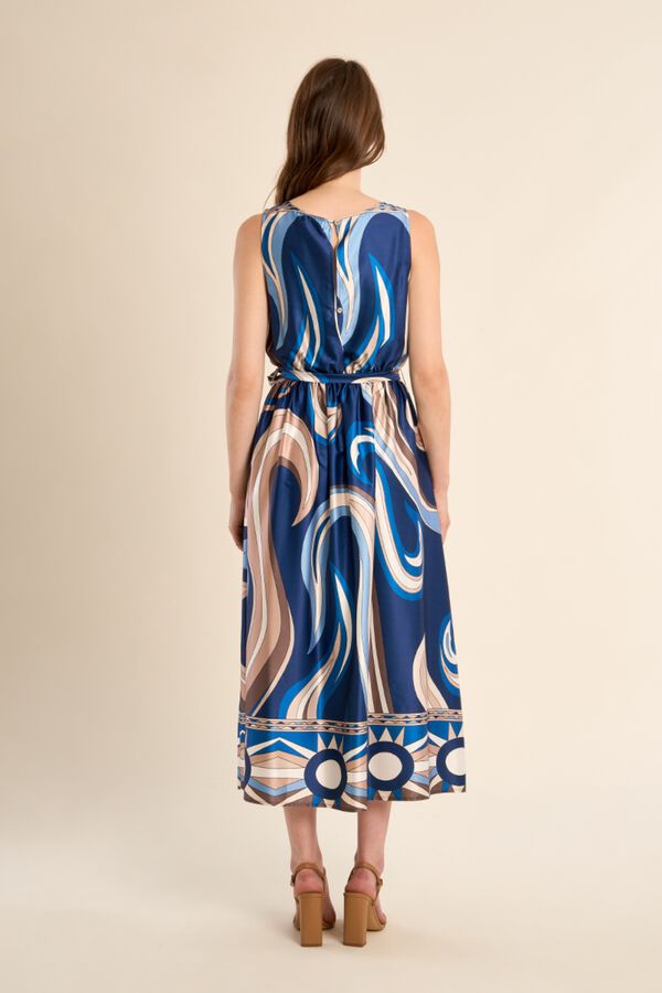 Molly Bracken Vestido largo de manga sisa con estampado Azul marino