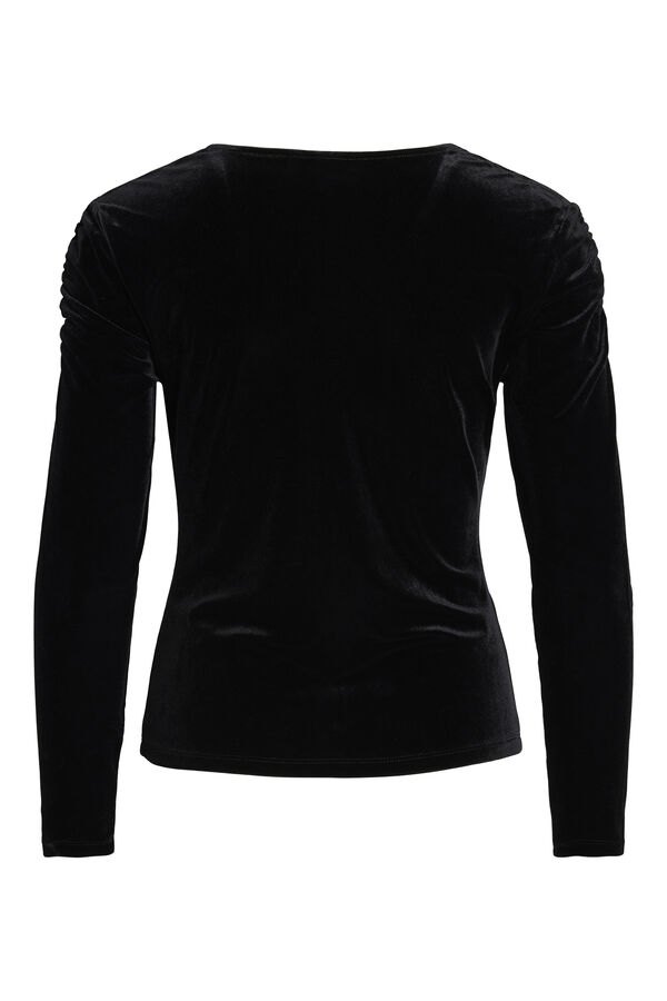 Vila Top Velvet de manga larga Negro