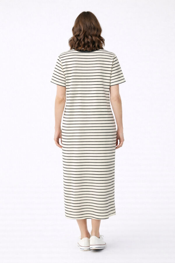 Vila Vestido midi con algod&oacute;n org&aacute;nico Estampado azul