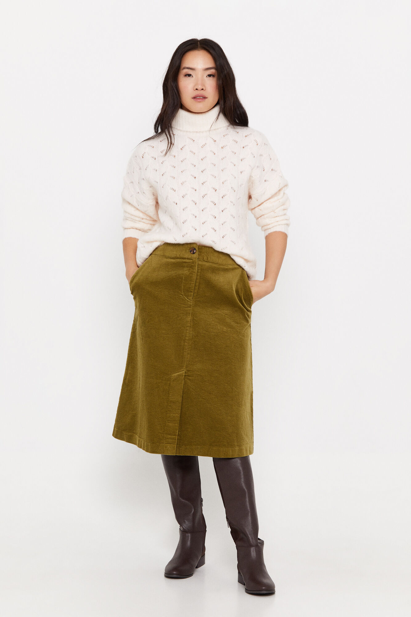 Corduroy midi deals skirt