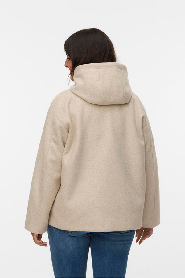 Vero Moda Curve Abrigo corto de pa&ntilde;o talla grande Beige