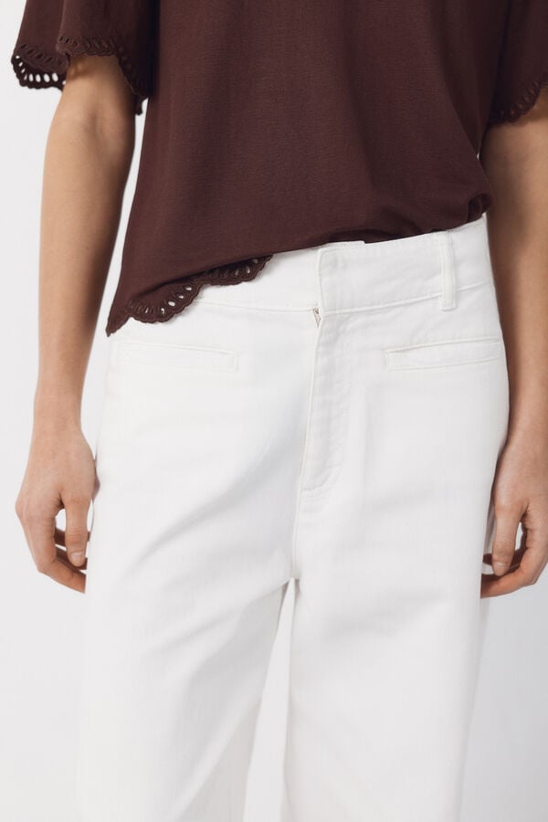 Cortefiel Pantalones Piping Marfil