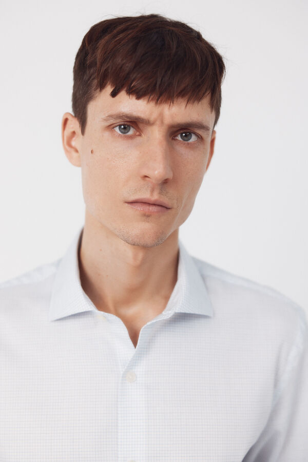 Cortefiel Camisa vestir cuadros f&aacute;cil plancha Azul