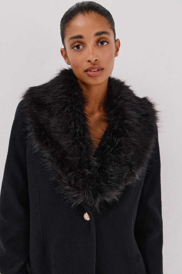 Cortefiel Sobretudo com detalhe efeito pelo Preto