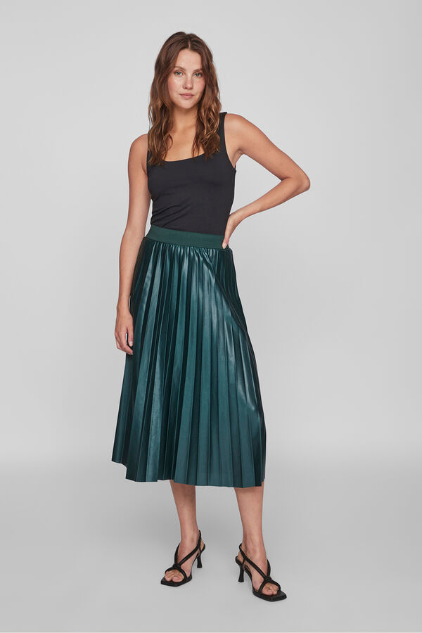 Vila Pleated midi skirt Green