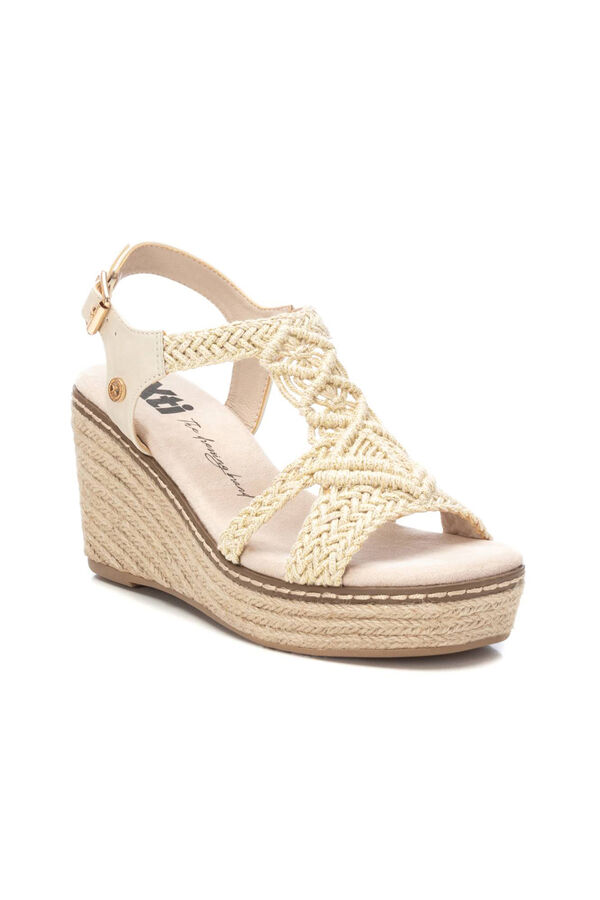 XTI Sandalia cu&ntilde;a nudos macram&eacute; Beige