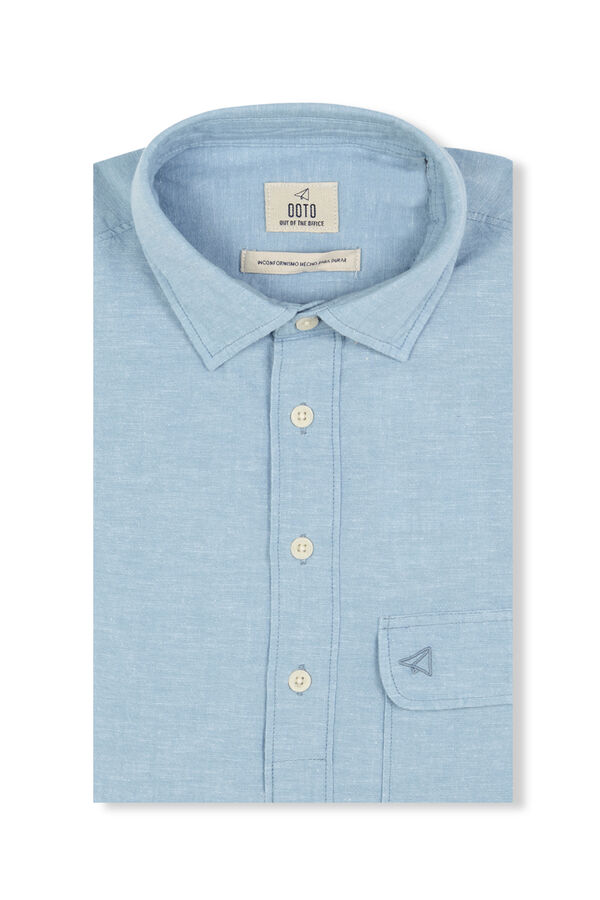 OOTO Polera de algod&oacute;n con lino Blue
