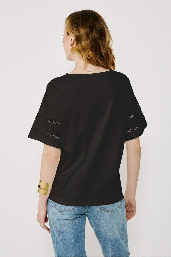 Vila Camiseta algod&oacute;n org&aacute;nico con calados Negro