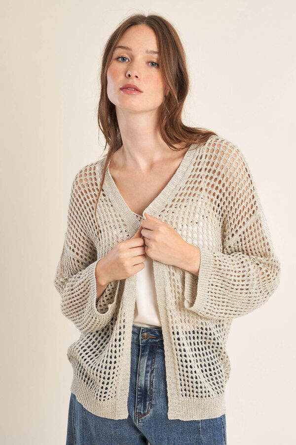 Molly Bracken C&aacute;rdigan de mujer de manga larga en punto calado Gris