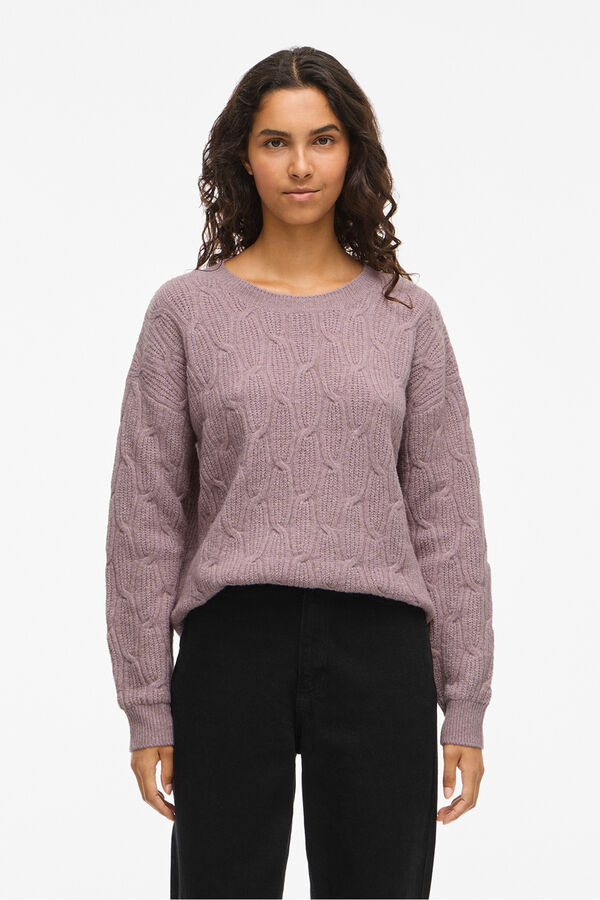Vila Round neck - cross-knit jumper Pink