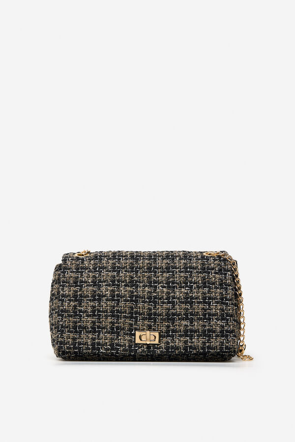 Cortefiel Tweed shoulder bag Black