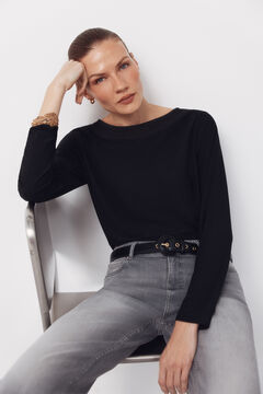 Cortefiel Camiseta com decote canoa de renda