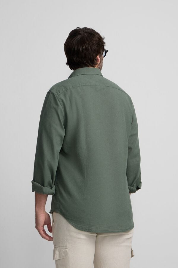 Silbon Linen sport shirt Green