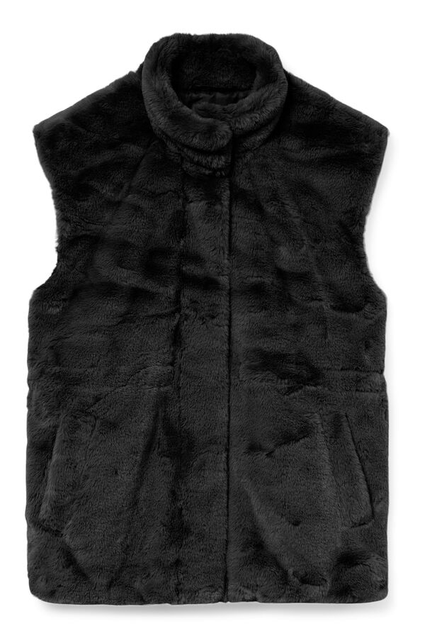 Vero Moda Chaleco de pelo cuello alto Negro