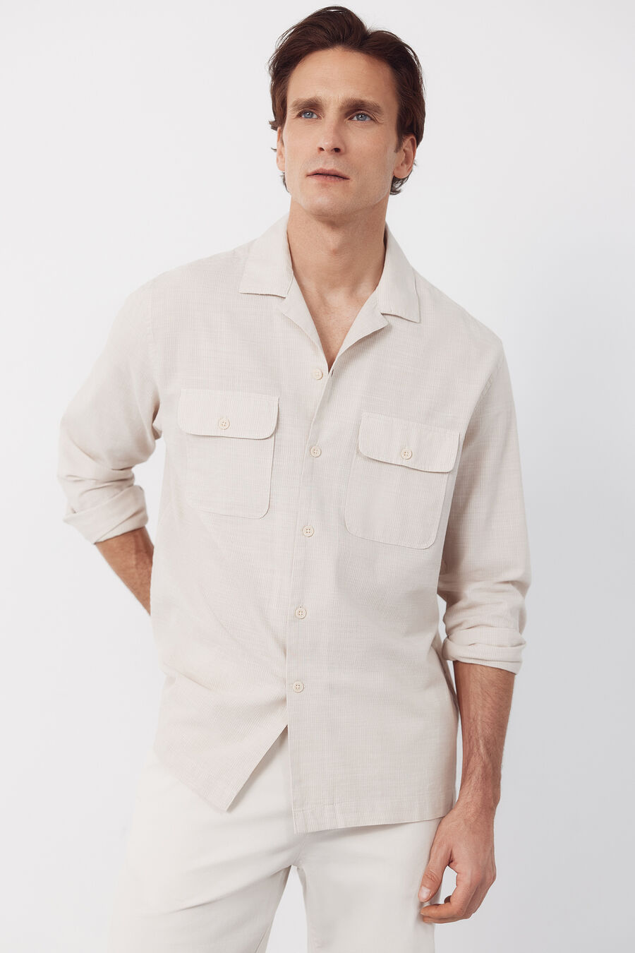 Camisa cuello bowling manga larga