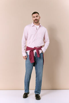 OOTO Camisa em algod&atilde;o e linho &agrave;s riscas