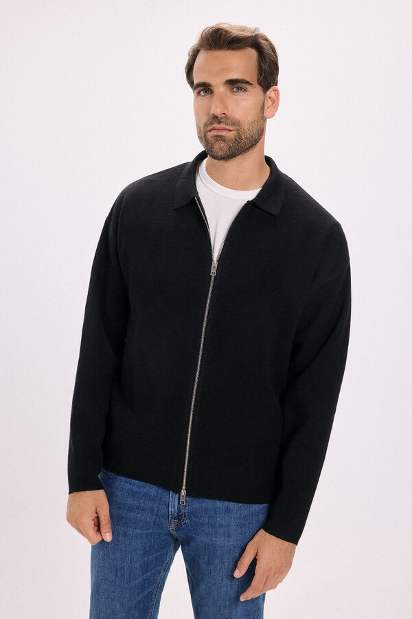 Jack & Jones Cardigan de fecho-&eacute;clair com malha Preto
