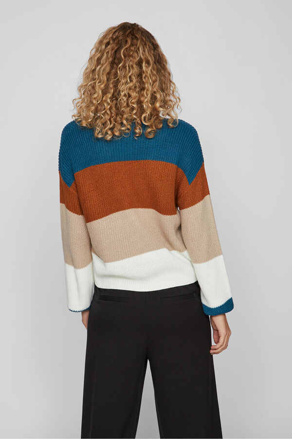 Vila Camisola canelado com riscas Multicolorido