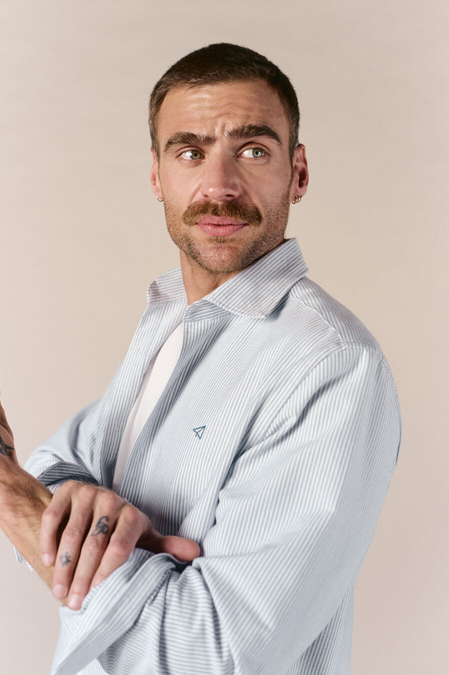 Camisa oxford raya candela manga larga