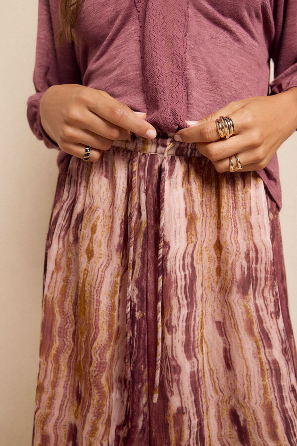 Slowlove Falda midi estampada Brown