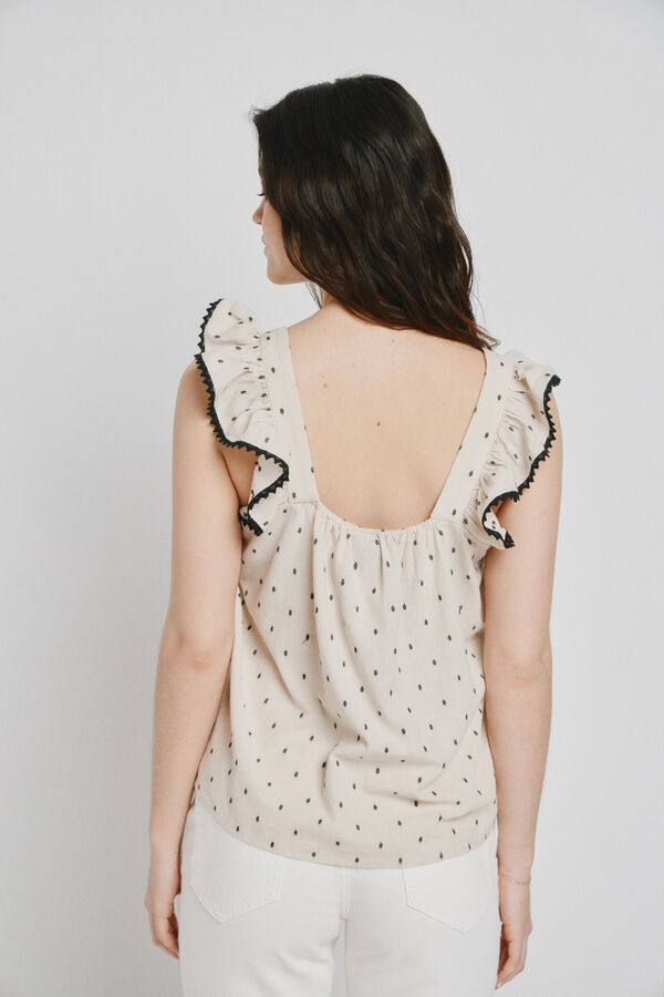 Vero Moda Top de al&ccedil;as com folhos Tostado