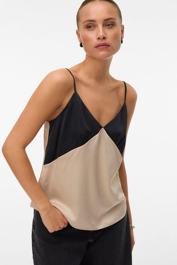 Vero Moda Top satinado de tirantes Negro
