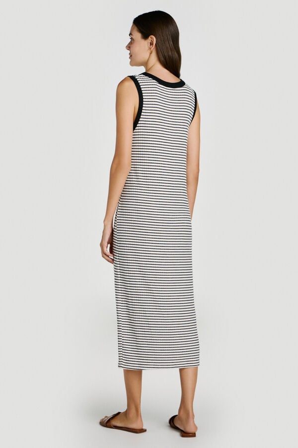 Vila Vestido midi de punto canal&eacute; abotonado Estampado blanco