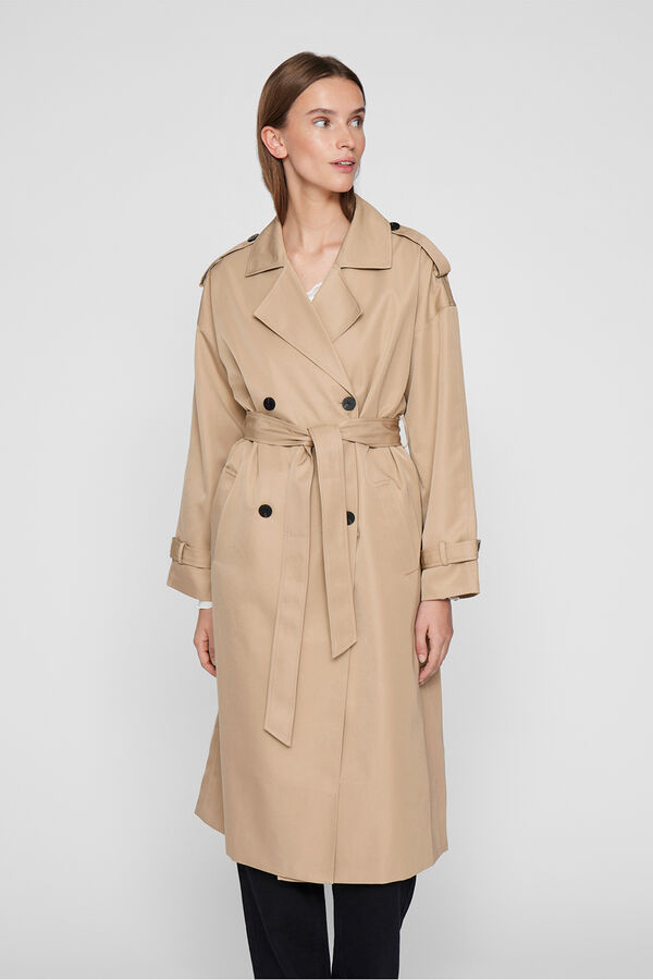 Vila Long knotted trench coat Beige