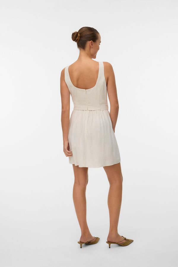 Vero Moda Vestido corto tejido lino Beige