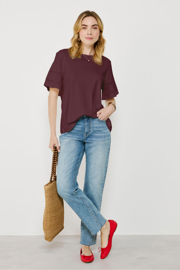 Vila Camiseta algod&oacute;n org&aacute;nico con calados Morado