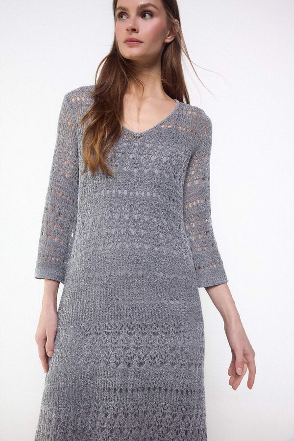 Slowlove Vestido punto calado Gris oscuro