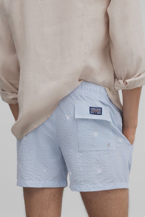 Silbon Cal&ccedil;&atilde;o de banho riscas  Azul