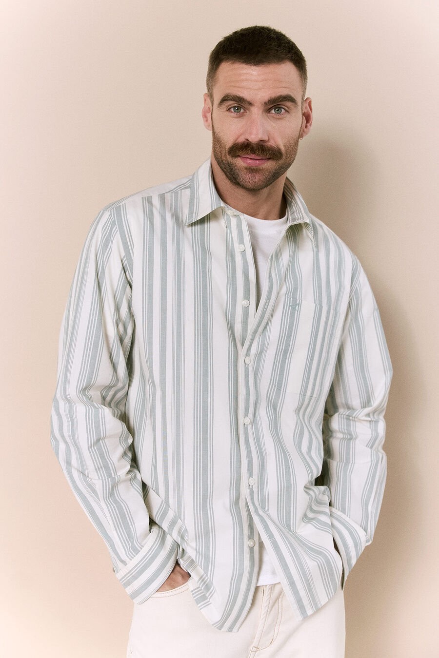 Camisa rayas popelín manga larga