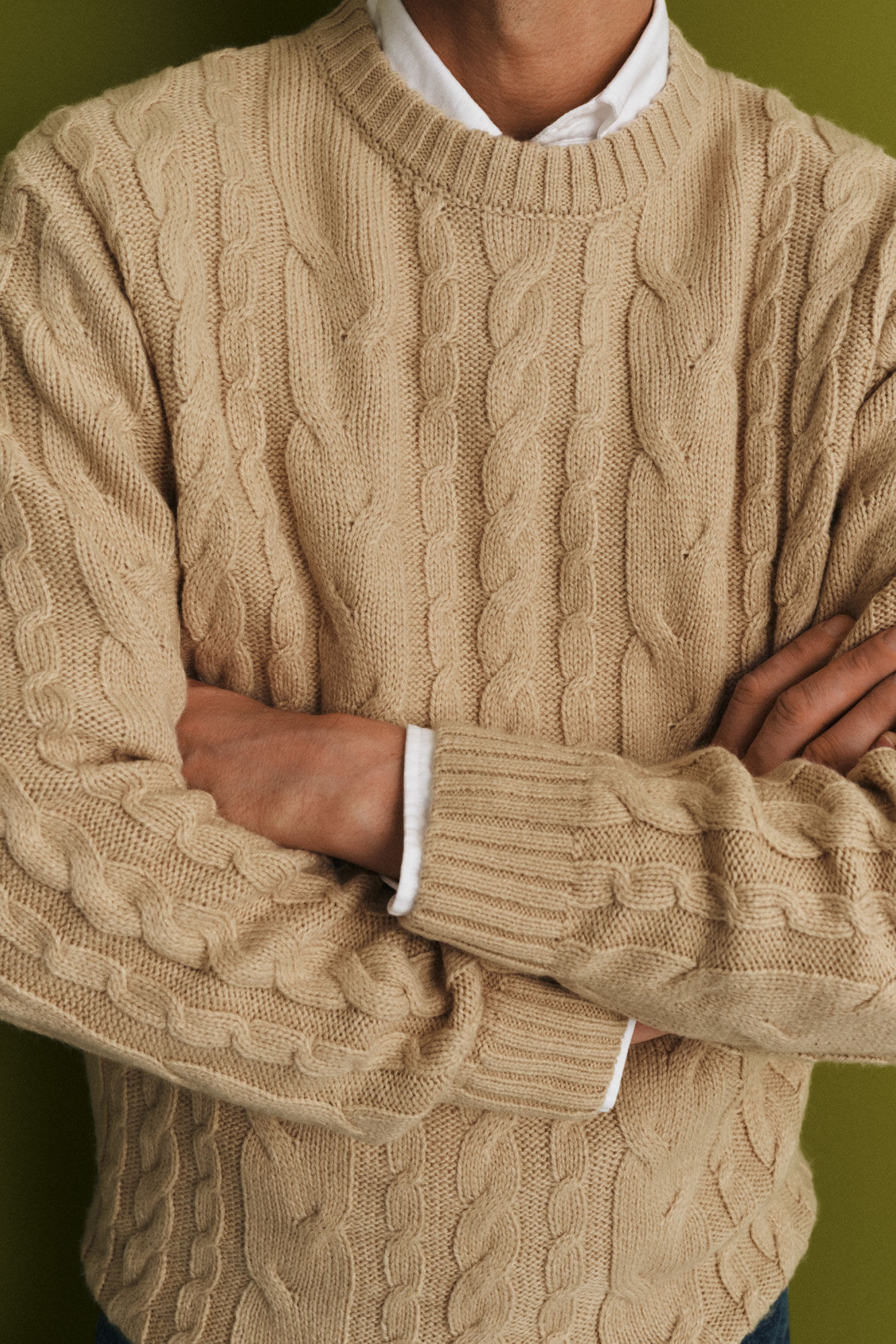 Cortefiel Jersey lana trenzado cuello caja