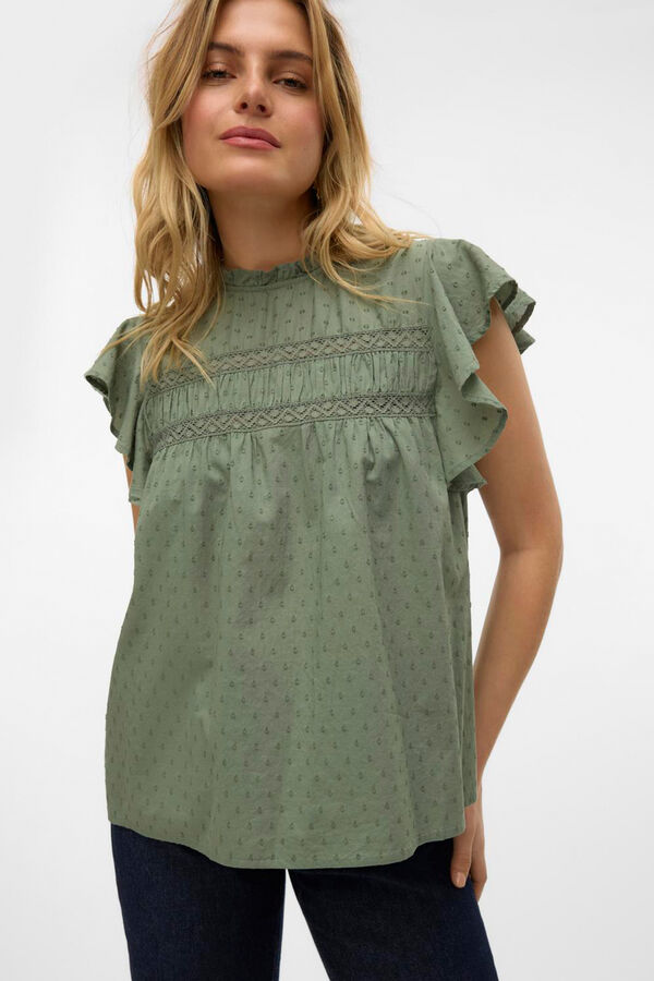 Vero Moda Fluid round neck blouse Dark green