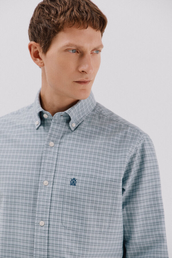 Cortefiel Checked oxford shirt Blue