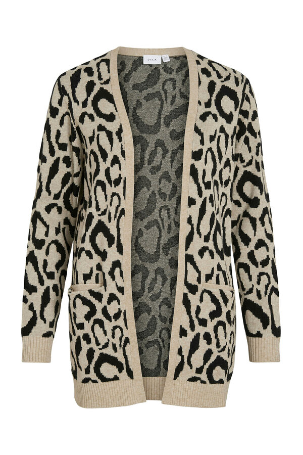 Vila Print viscose midi cardigan Printed beige