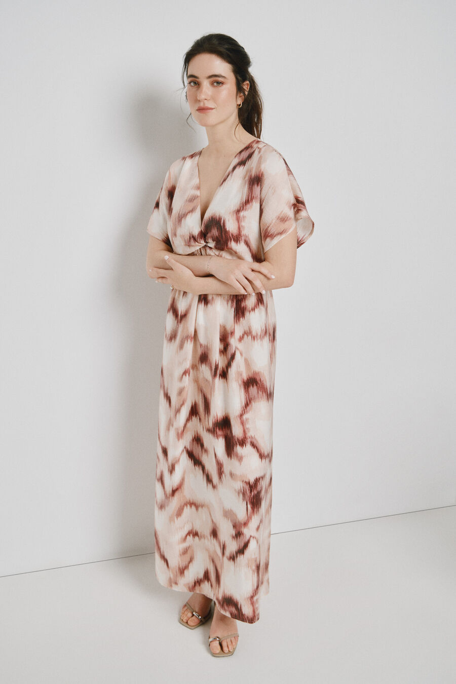 Vestido largo manga corta