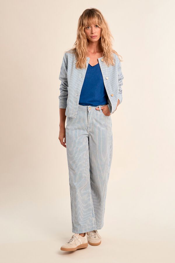 Molly Bracken Chaqueta de mujer de manga larga estampado rayas Azul