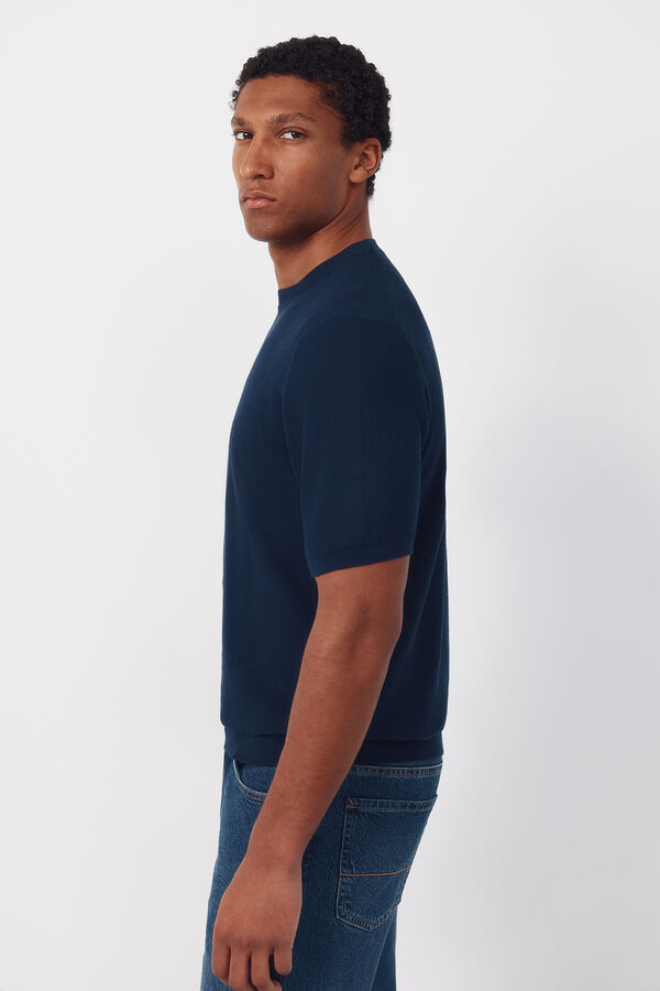 Cortefiel Jersey camiseta b&aacute;sico manga corta Azul marino