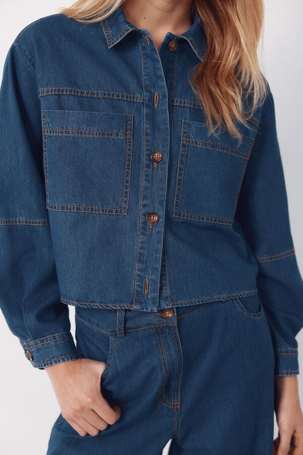 Cortefiel Soft denim shirt Blue