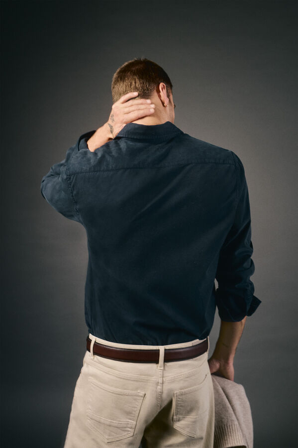 OOTO Camisa twill liso tencel algod&oacute;n Blue