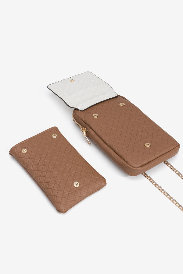 Vilanova Bolso para tel&eacute;fono texturizado bicolor Marr&oacute;n