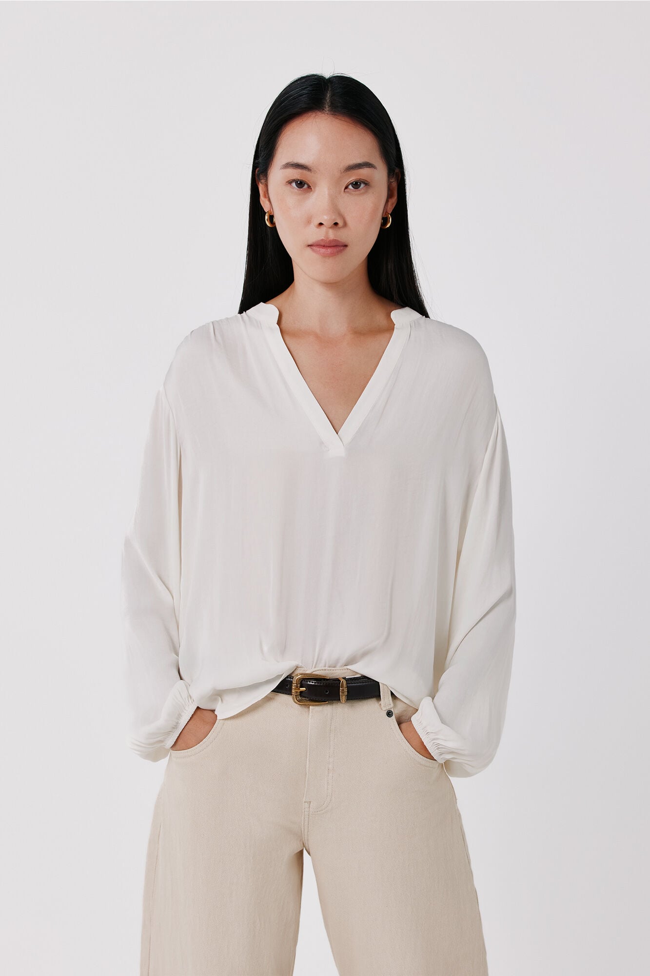 Cortefiel Blusa fluida satinada
