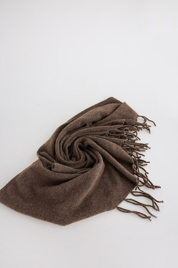 Slowlove Xale com franjas grossas Castanho