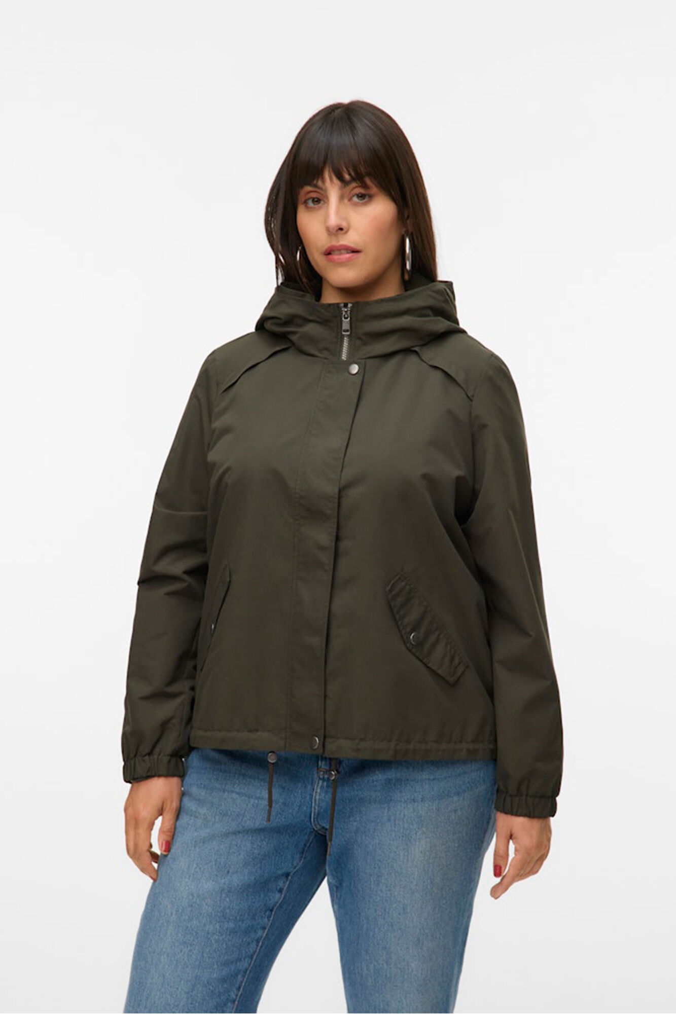 Short parka with hood plus size